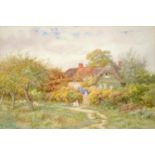 CURTIUS DUASSUT (EXH 1889-1930) THE COTTAGE GATE  signed, watercolour, 24 x 36cm Good condition,