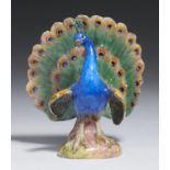 A MEISSEN MINIATURE MODEL OF A PEACOCK, LATE 19TH C  5.5cm h, impressed and incised numbers,
