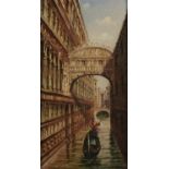 MARCO GRUBACS (1839-1910) THE BRIDGE OF SIGHS VENICE signed, oil on board, 25 x 12.5cm Good