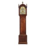 AN ENGLISH MAHOGANY EIGHT DAY LONGCASE CLOCK, LATE 18TH C the breakarched brass dial with matted