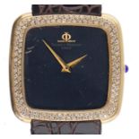 A BAUME & MERCIER 18CT GOLD CUSHION SHAPED GENTLEMAN'S WRISTWATCH   Ref 37216 996633, with diamond