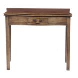 A GEORGE III SERPENTINE MAHOGANY TEA TABLE, C1780  fitted with a drawer, on moulded legs, 72cm h; 43