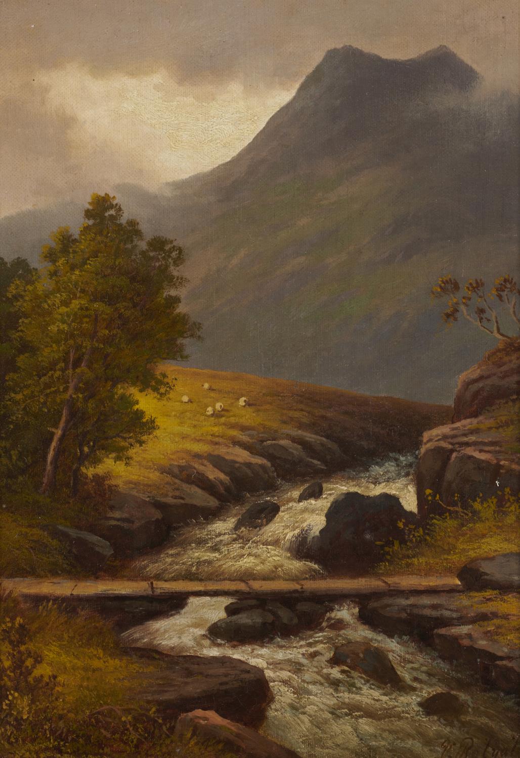 VICTOR ROLYAT (FL LATE 19TH CENTURY), LATE 19TH CENTURY A MOUNTAIN TORRENT  signed, oil on canvas,