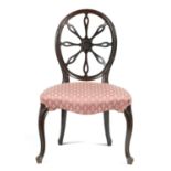A GEORGE III MAHOGANY DINING CHAIR, C1780  the curved oval back with radiating pierced splats and