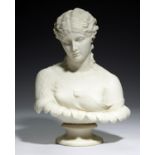 A COPELAND PARIAN WARE BUST OF CLYTIE MODELLED BY C DELPECH AFTER THE ANTIQUE AND PUBLISHED BY THE