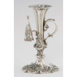 A VICTORIAN SILVER TAPERSTICK   of leafy naturalistic form, extinguisher, 14cm h, by H Wilkinson &