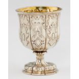 A VICTORIAN GOTHIC EMBOSSED SILVER GOBLET  11.5cm  h, by George Ivory, London 1867, 5ozs Light