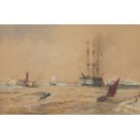 THOMAS BUSH HARDY, RBA (1842-1897) HMS "VICTORY" AT PORTSMOUTH HARBOUR signed, dated 1894 and