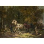 ARTHUR SPOONER, RBA (1873-1932)  THE TIMBER WAGON  signed, oil on canvas, 64 x 88cm Ready to hang,