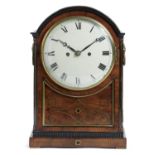 A GEORGE IV MAHOGANY, EBONY AND BRASS INLAID BRACKET CLOCK, C1825  with painted dial, pierced