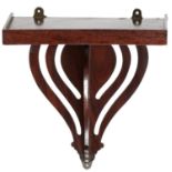 A MAHOGANY CLOCK BRACKET, 19TH C 39cm h, shelf 22 x 36.5cm Top associated to support; good colour,