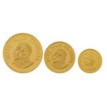 KENYA 75TH ANNIVERSARY OF THE BIRTH OF JOMO KENYATTA  GOLD  PROOF SET 1966 500S, 250S and 100S,