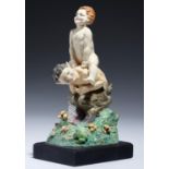 A CHARLES VYSE EARTHENWARE GROUP OF LEAP-FROG, C1924  19cm h excluding original black painted wood
