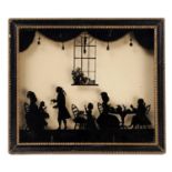 AFTER  FRANCIS TOROND SILHOUETTE OF THE WARNEFORD AND SITWELL FAMILIES painted on glass, 13.5 x 16cm