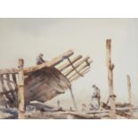FRANCIS STANLEY LEKE (1912-1990) BOAT BUILDERS; LANDSCAPES three, all signed, two dated '73,