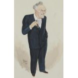 RALPH FALLON, NBE (1899-1999) VANITY FAIR STYLE FULL LENGTH CARICATURE signed and dated 1964,