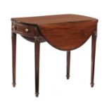 A GEORGE III MAHOGANY PEMBROKE TABLE, C1780 the fluted square tapering legs headed by roundels, 72cm