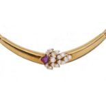A HEART SHAPED RUBY, DIAMOND AND 18CT GOLD NECKLACE  the heart with brilliant cut diamond '