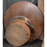 SIX ROUND AND OVAL MAHOGANY TABLE TOPS, GEORGE III AND LATER  largest 89cm diam