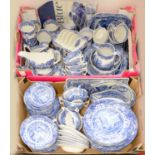 AN EXTENSIVE SPODE BLUE PRINTED EARTHENWARE ITALIAN PATTERN DINNER AND BREAKFAST SERVICE, PRINTED