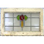 A VICTORIAN LEADED GLASS WINDOW LIGHT, 50 X 24CM