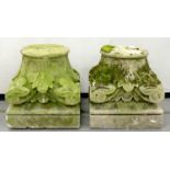 A PAIR OF RECONSTITUTED STONE FINIALS, EARLY 20TH C, 30CM H X 30CM W