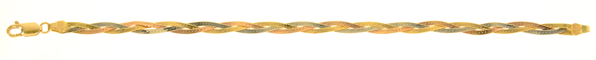 A THREE COLOUR GOLD ENTWINED BRACELET, CLASP MARKED 750, 4.5G