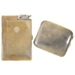 A GEORGE V SILVER CIGARETTE CASE, 10 CM W, CHESTER 1910, 4OZS AND AN EPNS CIGARETTE CASE WITH