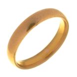 A 22CT GOLD WEDDING BAND, 5G, SIZE O