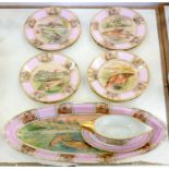 A CZECHOSLOVAKIAN PORCELAIN FISH SERVICE, PRINTED AND PAINTED WITH FISH IN LIMPID WATERS, THE