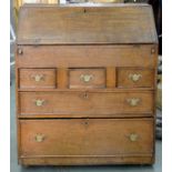 A GEORGE III OAK BUREAU, 103CM H; 95 X 56CM