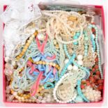 MISCELLANEOUS COSTUME JEWELLERY INCLUDING CORNELIAN BEADS AND CORAL