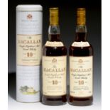 MACALLAN 10 YEAR OLD SINGLE MALT SCOTCH WHISKY, ONE CASED, C1990S, 75 CL (2 BOTTLES)