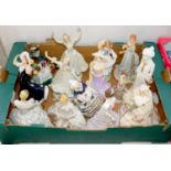 A COLLECTION OF COALPORT AND OTHER, MAINLY CONTINENTAL, BONE CHINA FIGURES OF YOUNG WOMEN, VARIOUS