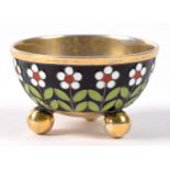 A RUSSIAN SILVER GILT AND ENAMEL SALT CELLAR, 5 CM DIAM, LATE 20TH C, 1OZ 5DWTS