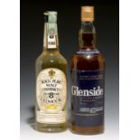 GLENSIDE SCOTCH WHISKY, ANDREW LAING & CO, 75 CL AND OLDMOOR 8 YEAR OLD MALT WHISKY, 70 CL (2