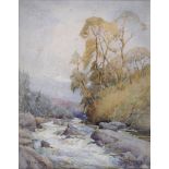 FRANK B JOWETT, A MOUNTAIN TORRENT NEAR KILLIN, WATERCOLOUR, SIGNED, 44.5 X 35CM