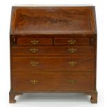 A DUTCH MAHOGANY, WALNUT AND MARQUETRY INLAID BUREAU, LATE 19TH C, 110CM H; 97 X 57CM