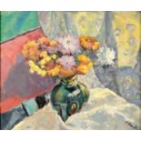 M. ALEXANDER, STILL LIFE WITH FLOWERS, SIGNED, OIL ON BOARD, 55 X 67CM