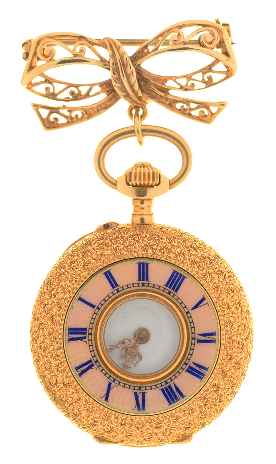 A GOLD HALF HUNTING CASED LADY'S WATCH, MARKED 18K, SIGNED BOITEL ET FILS NEUCHATEL, INSCRIBED