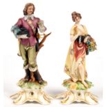 A PAIR OF CAPO DI MONTE FIGURES OF A LADY AND GALLANT, 13.5CM H