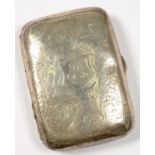 AN EDWARD VII SILVER CIGARETTE CASE, 10 X 7CM, BIRMINGHAM 1905, 3OZS