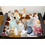 FIFTEEN ROYAL WORCESTER AND OTHER FIGURES OF YOUNG WOMEN, VARIOUS SIZES AND MARKS