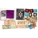 MISCELLANEOUS UNITED KINGDOM AND FOREIGN COINS AND BU YEAR SETS
