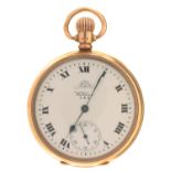 A WALTHAM 9CT GOLD KEYLESS LEVER WATCH