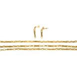 A 9CT GOLD NECKLACE, BRACELET AND PAIR OF EARRINGS EN SUITE, 59.5G