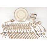 MISCELLANEOUS PLATED WARE. INCLUDING FLATWARE, TRAY, ETC