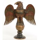 A DECORATIVE CAST AND COLD PAINTED BRASS SCULPTURE OF AN EAGLE DISPLAYED, 50CM H, 20TH C