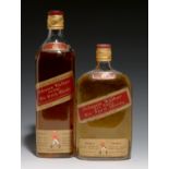 JOHNNIE WALKER RED LABEL OLD SCOTCH WHISKY, C1960S, 75 CL AND 37.5 CL (2 BOTTLES)