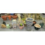 VARIOUS RECONSTITUTED STONE PLANT POTS, FIGURES, ETC (17)